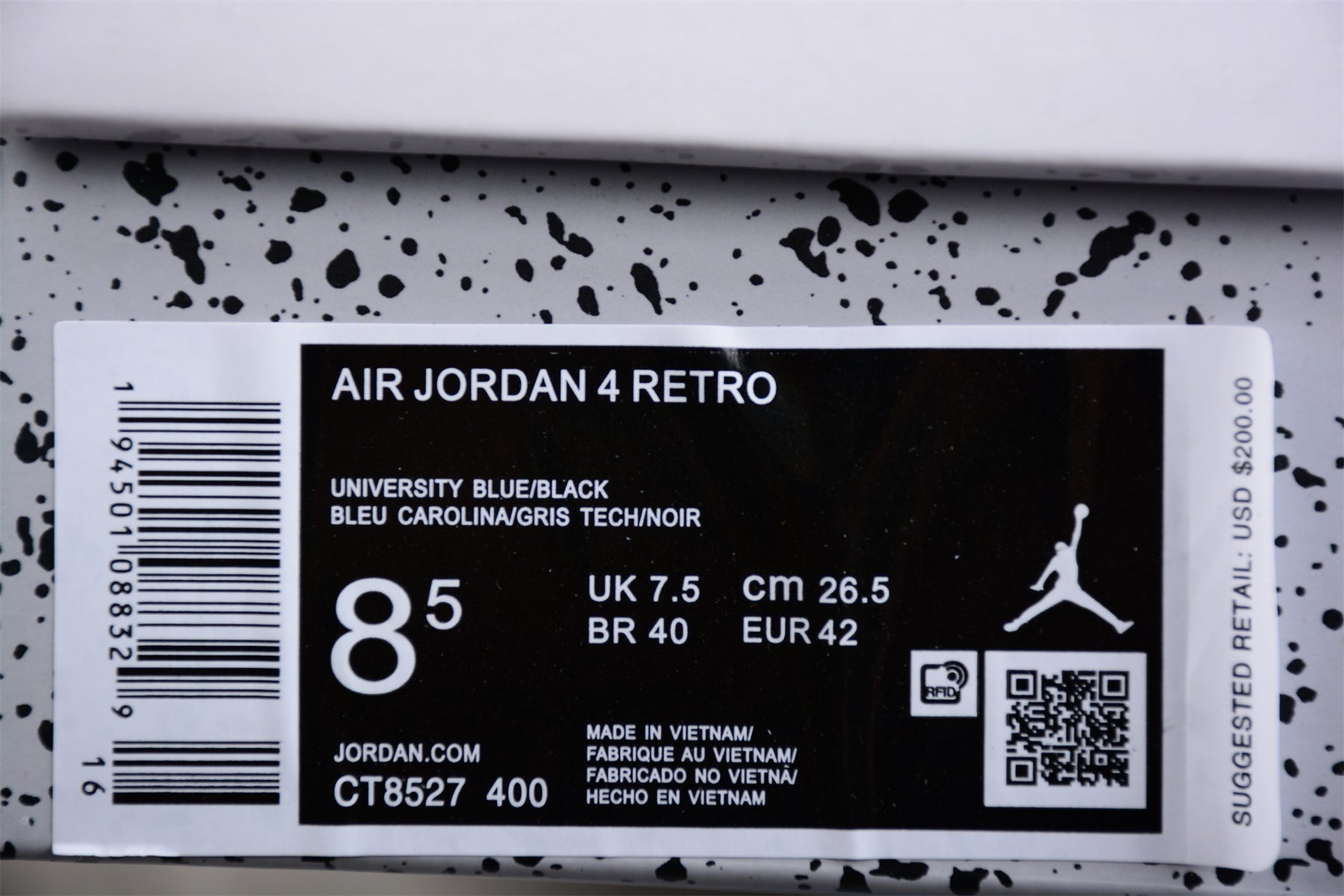 AJ 4 RETRO " UNIVERSITY BLUE"